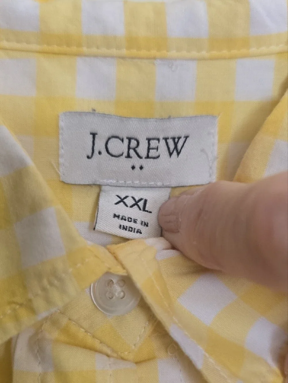 J. Crew Yellow and White Gingham Button-Down Shirt